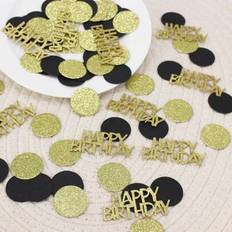 Birthdays Confetti Shein 100pcs Black Gold Round Confetti Paper Sprinkles