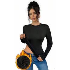 Shein Base Layers Shein Turtleneck Long Sleeve Knitted Thermal Base Layer Top - Autumn/Winter