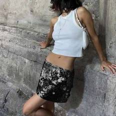 A-line Skirts Shein Women Shiny Casual Elastic Mini A-Line Skirt