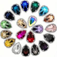 Yarn & Needlework Supplies Shein 20pcs 10x14mm Teardrop Glass Crystal Buttons