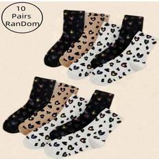 Leopard Socks Shein Random Color Leopard Print Heart Design - Cute