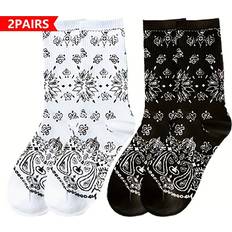 Paisley Underwear Temu Unisex Mid-calf Socks Pattern - Black White