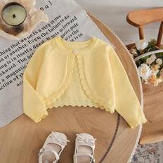 Yellow Cardigans Children's Clothing Shein Baby Girls Knit Cardigans Long Sleeve Lightweight Open Front Sweater