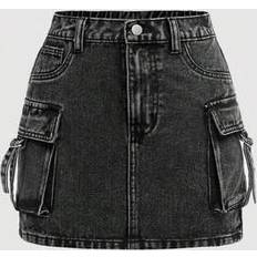 Black Skirts Shein Teens' Cargo Pocket Short Mini Skirt