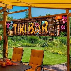 Garlands & Confetti Shein Polyester Tiki Bar Banner Tropical Hawaiian Beach