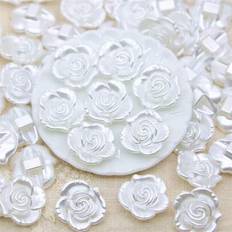 Yarn & Needlework Supplies Shein 50pcs Flower Design Button White