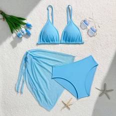 Blue Bikinis Children's Clothing Shein Teenager Simple Stylish Royal Blue Bikini Swimsuit Set