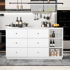 Kitchen Units FUFU & GAGA White MDF Base with Kitchen Island Marble