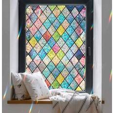 Multicoloured Window Film Shein 3D Checkered Glass Frosted Electrostatic Sticker Window Film