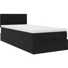 80 cm Sengerammer vidaXL Ottoman Bed With Mattress Velvet Black Sengeramme 80x200cm