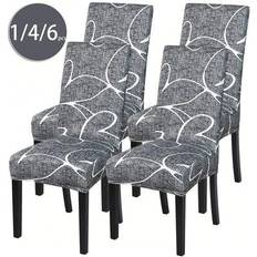 Multicoloured Loose Covers Shein Milk Silk Printed High Back Covers 6pcs Loose Chair Cover Multicolour