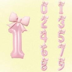 Number Balloons Shein 2pcs Matte Pink Bow Balloon Set