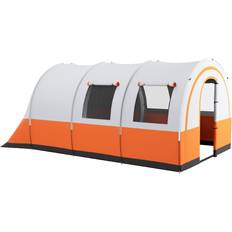 OutSunny 5-6 Man 3000mm Waterproof Tunnel Family Tent Shelter Cream and Orange
