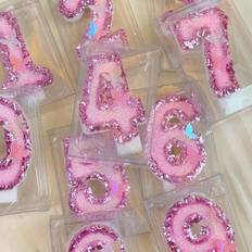 Pink Cake Candles Shein Pink Sparkling Butterfly Glitter Digital Candle