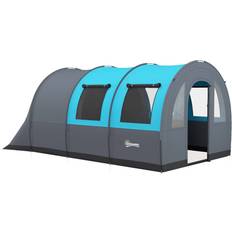 OutSunny 5-6 Man 3000mm Waterproof Tunnel Family Tent Shelter Grey/Blue