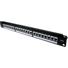 Black Ethernet, Data & Phone Outlets Pro Signal 1U 24 Port Cat6a Shielded Keystone Jack Panel