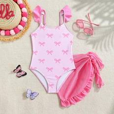 Stripes Bathing Suits Shein Young Girls Striped One-Piece Swimsuit - Suitable