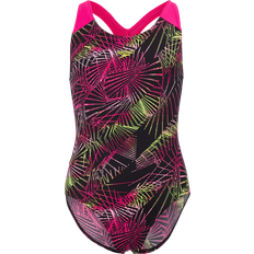 Speedo Kid's Allover Splashback Swimsuit - Black/Electric Pink/Atomic Lime/Flamingo Pink (80807386-G673)