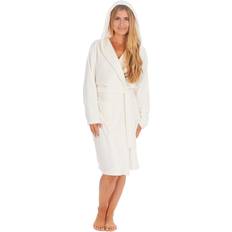 Fleece - Women Robes Metzuyan Womens Ladies Dressing Gown With Hood - Cream