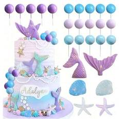 Set Cake Decorations Shein 26 Pieces Or 2pcs Mermaid Toppers Cake Decoration