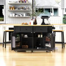 Kitchen Units Runesay Black MDF Base With MDF Wood Top Kitchen Island - Brown