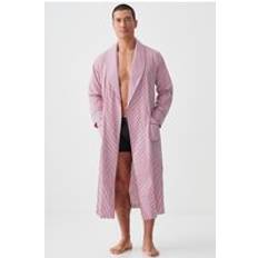 Stripes Robes British Boxers Pinstripe Crisp Cotton Dressing Gown - Dark Red