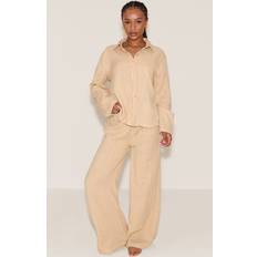 PrettyLittleThing Long Sleeve Long Pj Set - Sand