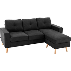 Homcom L-Shaped Black Sofa 193cm 3-Sitzer