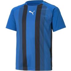 Puma Team Liga Striped Youth Football Jersey - Electric Blue Lemonade/Black/White (704927-02)