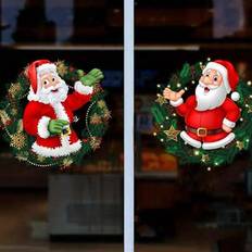 Multicoloured Self-adhesive Decorations Shein 2 Pcs Christmas Glass Stickers Window Film