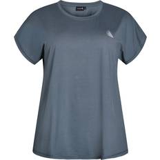 Zizzi Overdele Zizzi Shirts Petroleum O-Neck Tee - Grøn