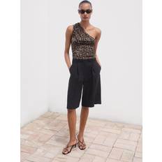 Tank Tops Mango Asymmetrical Animal Print Top Woman - Brown
