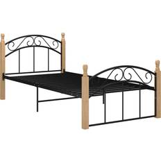 vidaXL Bed Frame without Mattress Black/Natural 97x210cm