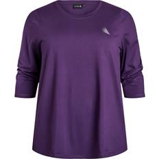 Zizzi Bluser Zizzi Træningstop ABASIC One 3/4 Blouse Active - Lilla