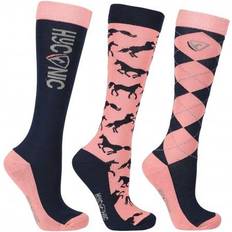 Unisex Adult Horse Socks - Mörkblå/Rosa