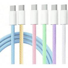 Shein 60W USB C To Type C Fast Charging Cable 3.3ft/6.6ft/10ft, 6 Pack Multicolor