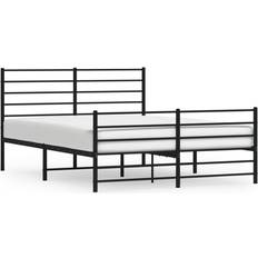 vidaXL Metal Bed Frame without Mattress with Footboard Black Sengeramme 146x207cm