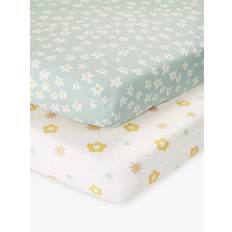 Ditsy Daisy Print Cotton Infant Fitted Sheet Pack 2
