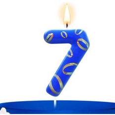 Cake Candles on sale Shein Blue Gold Numbered 0-9 Candles Birthday