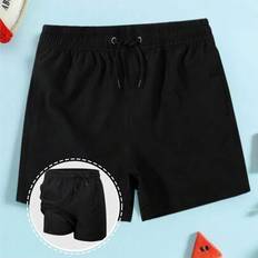 Shein Boy Solid Color Drawstring Waist Swim Trunks