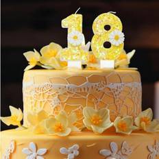 Yellow Cake Candles Shein Yellow White Flower Crystal Glitter Candle