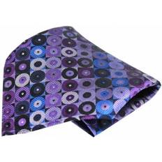 Purple Handkerchiefs David Van Hagen Mens Circle Pattern Silk Pocket Square - Purple