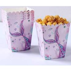 Popcorn Box Shein 6pcs Purple Mermaid Style Paper Food Box