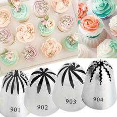 Set Nozzles Shein 4pcs Stainless Steel Piping Tips for Cupcakes Nozzle