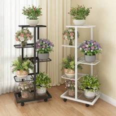 Pots, Plants & Cultivation Shein Multi-Layer Mobile Pulley Flower Pot Rack