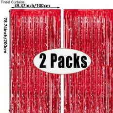 Shein Red Party Backdrop Metallic Foil Fringe Tinsel