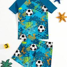 UV Sets Children's Clothing Shein Young Boy Casual Loose Fit Round Neck Short Set - Suitable