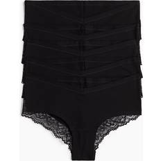 Black MAMA 5-Pack Lace-Trimmed Cotton Hipster Briefs XL