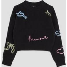River Island Girls Black Knitted Graffiti Jumper