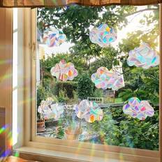Multicoloured Window Film Shein 8pcs Set New Sparkling Colorful Cloud Stickers Window Film
